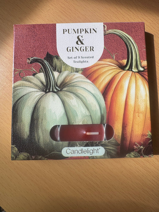 Candlelight Set of 9 Tea Lights Pumpkin and Ginger