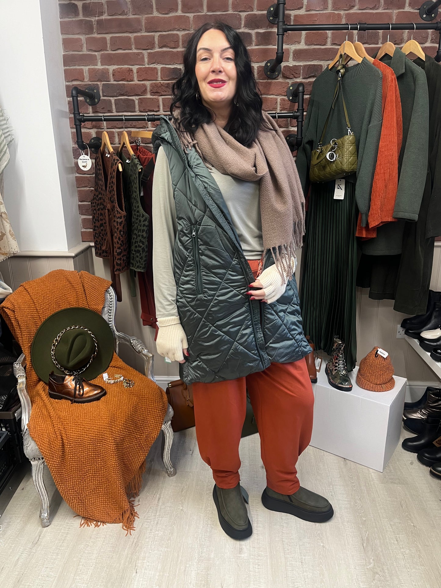 Metallic khaki padded gilet sizes 10-20