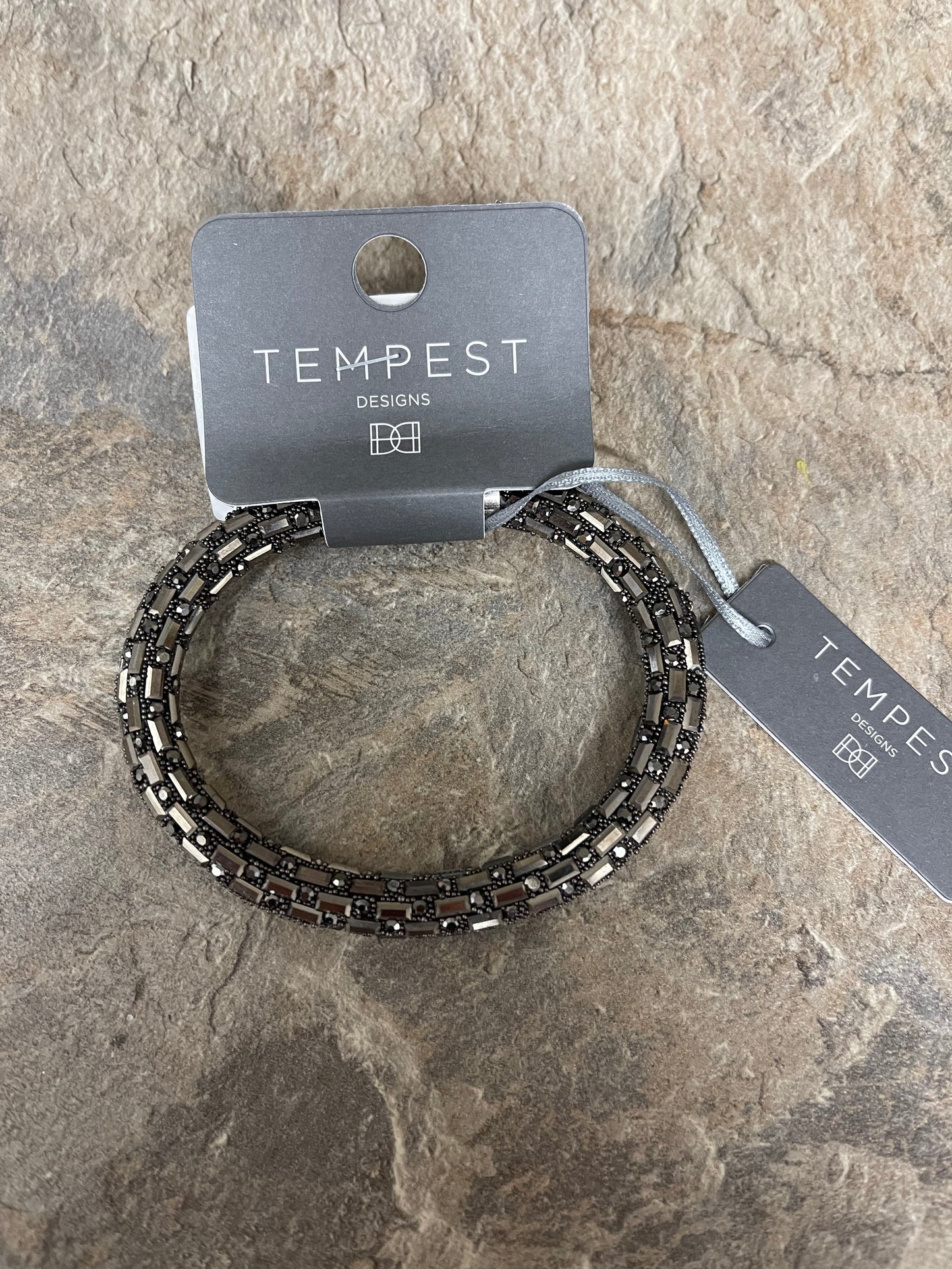 Sarah Tempest grey baguette bracelet with magnetic clasp