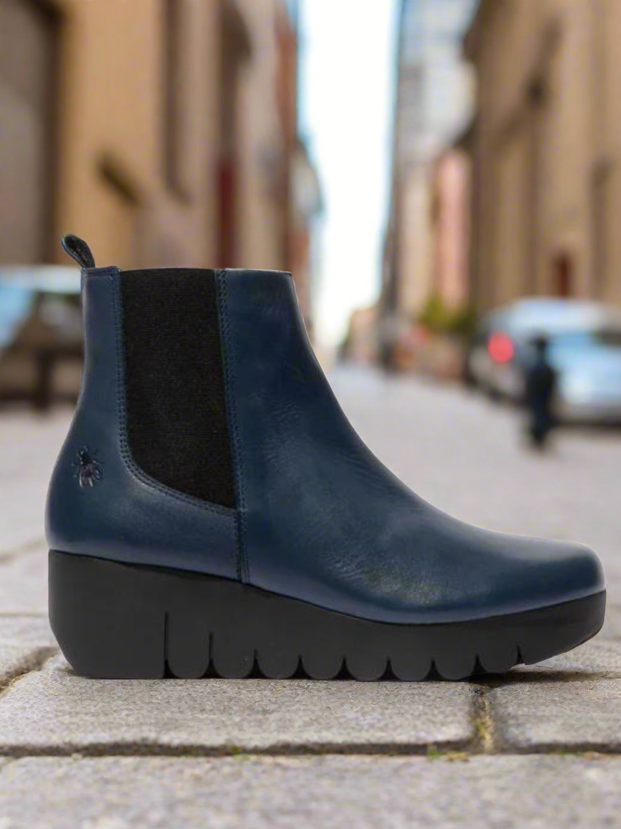 Fly Vaze Burn navy leather Chelsea boot sizes 4-8