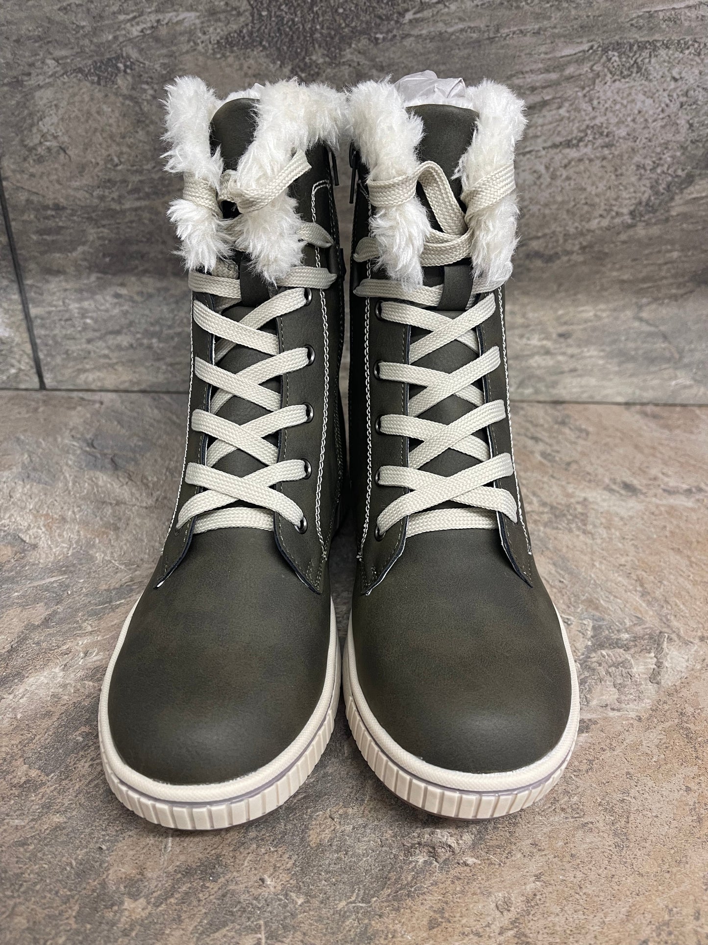 Khaki high top winter boots sizes 3-8