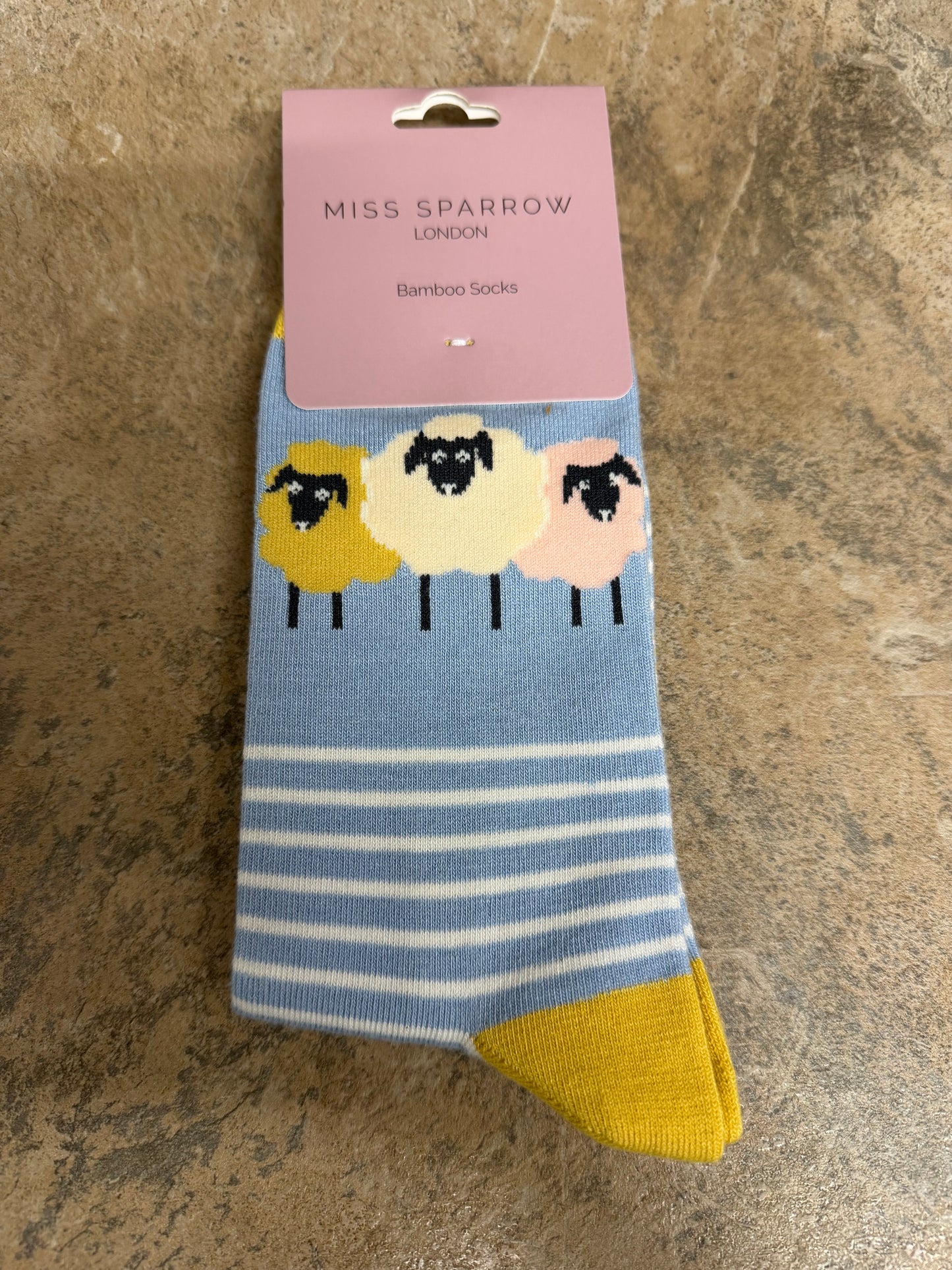 Miss Sparrow Sheep Pals Powder Blue Socks 3-7