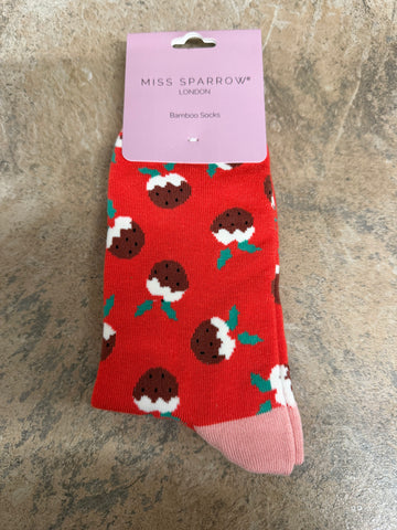 Miss Sparrow Christmas Pudding in Red Socks 3-7