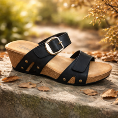 Amelia black studded wedge sandals sizes 3-8 (36-41)