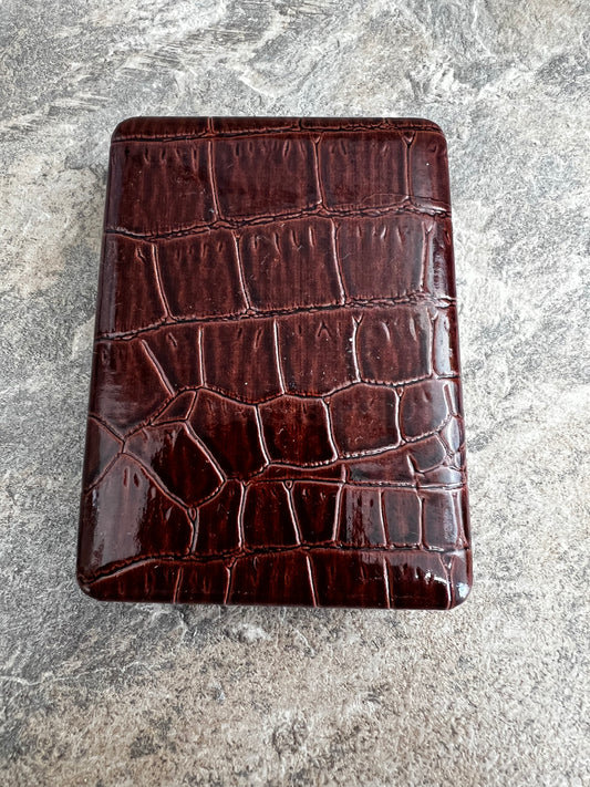 Brown crocodile compact mirror