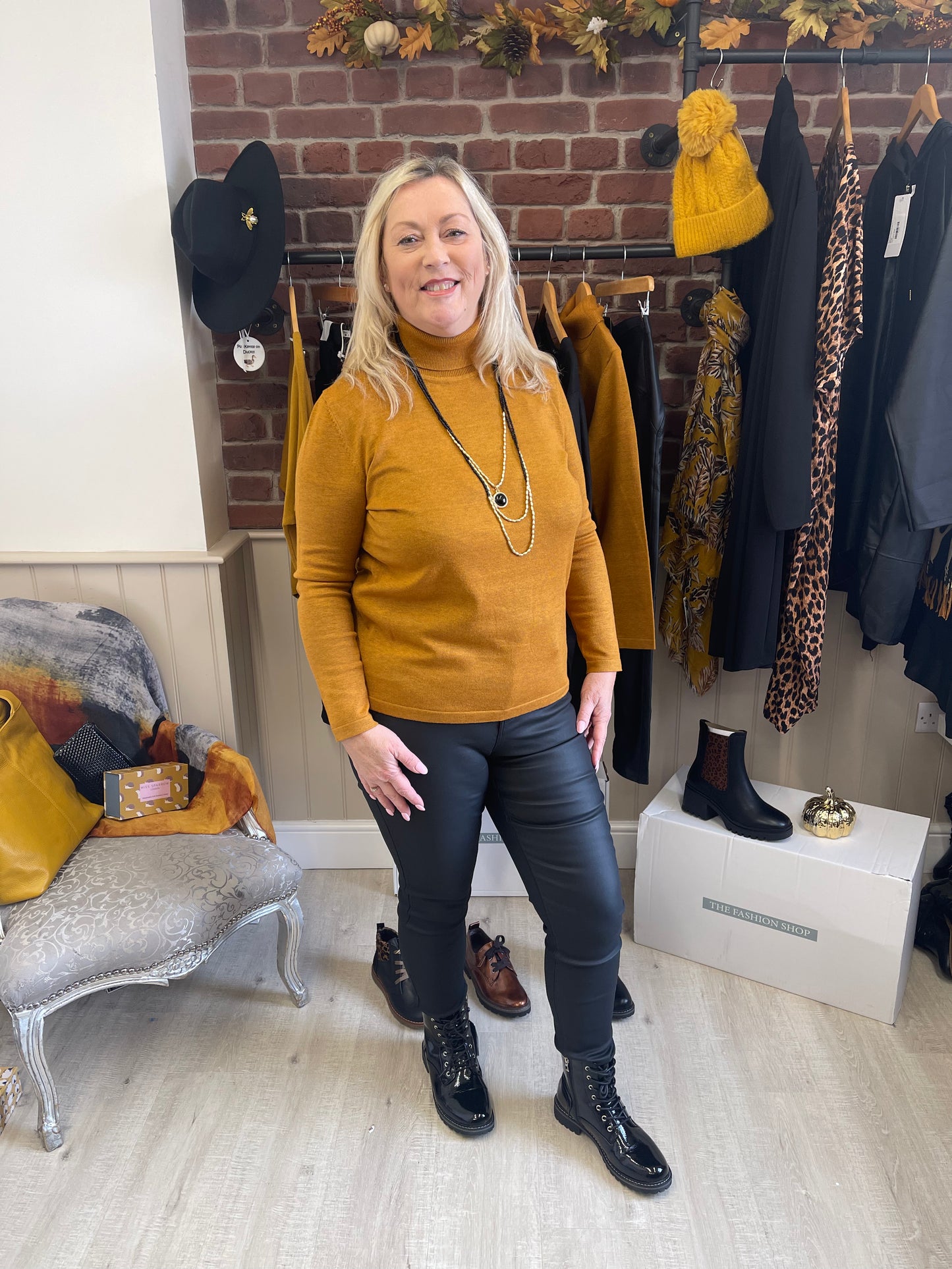 Mustard roll neck jumper sizes 10-16