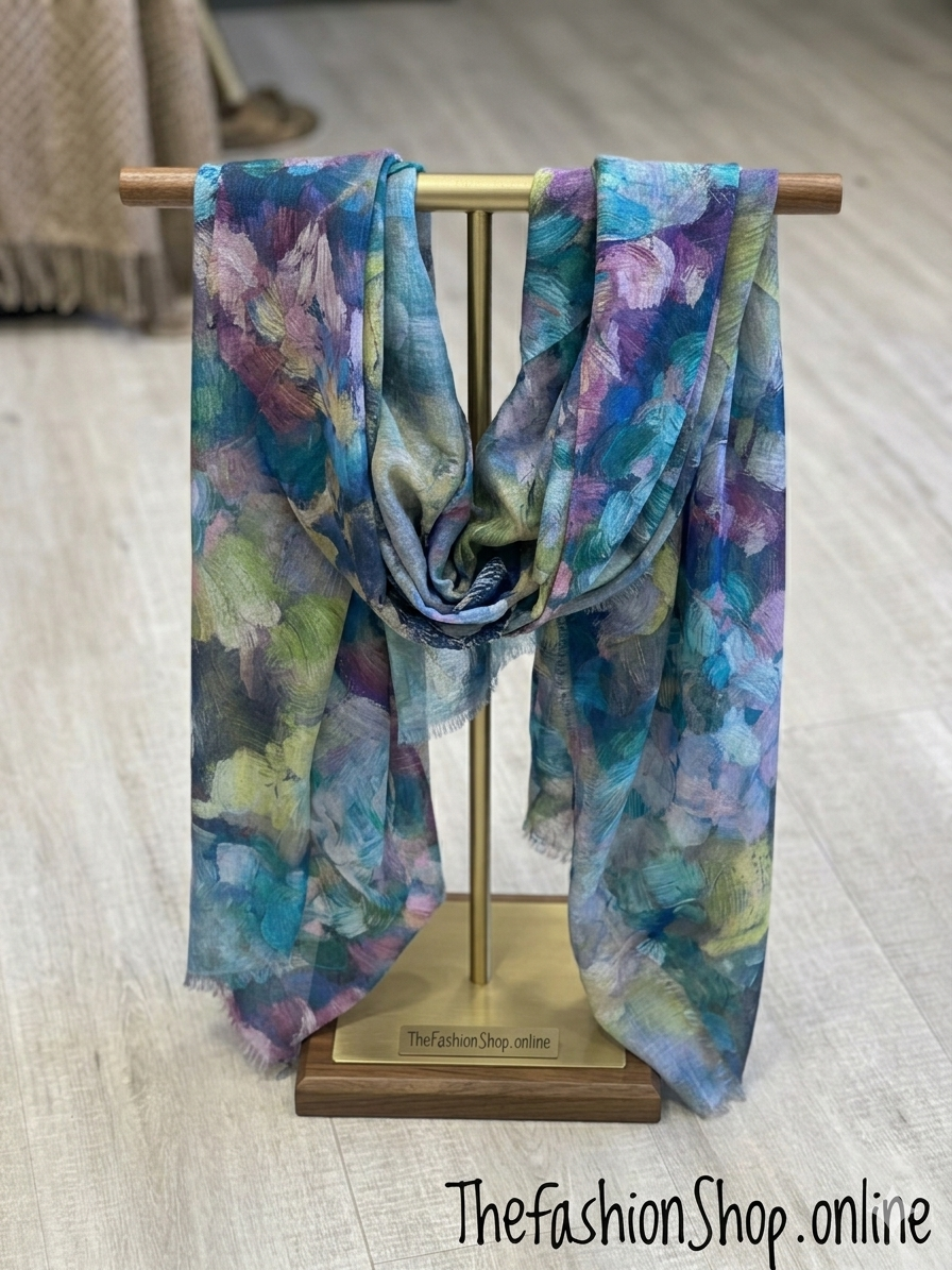 Colourful abstract flowers scarf