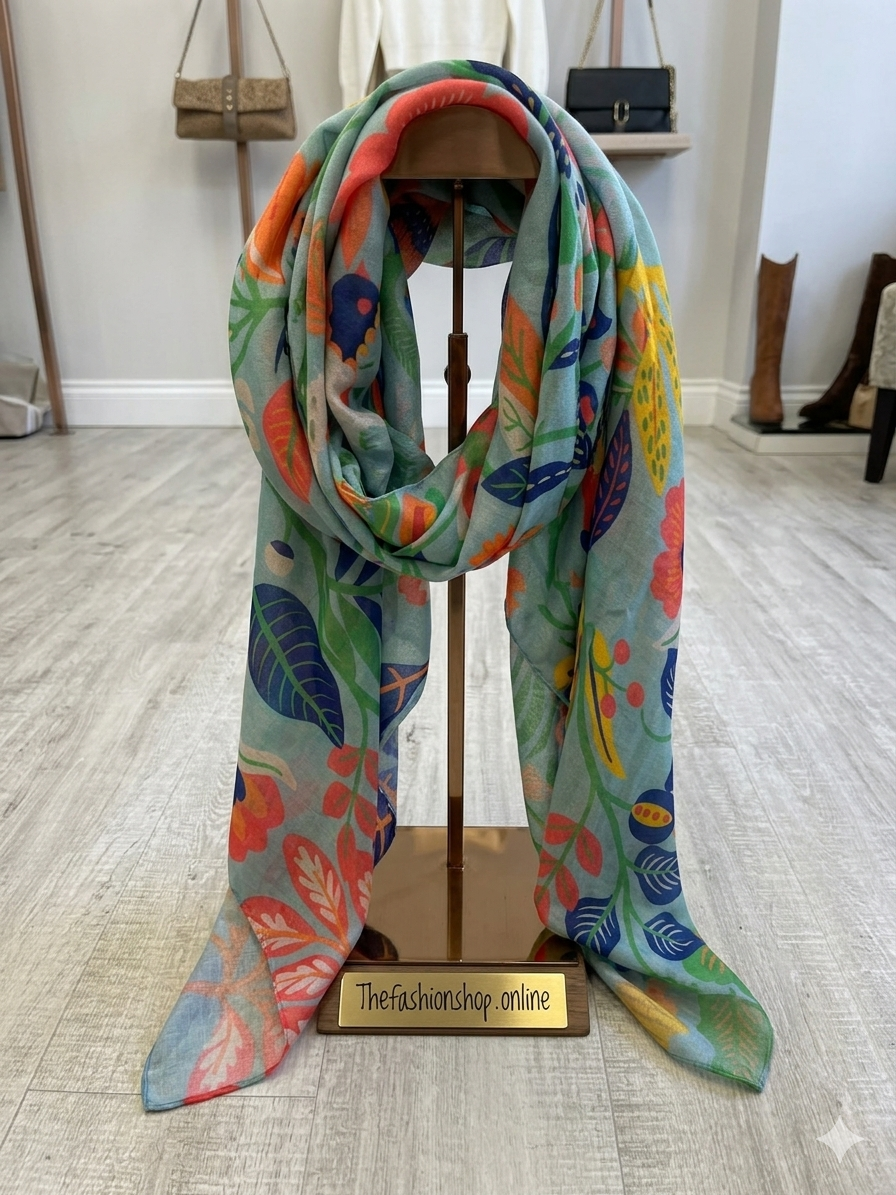 Zelly green spring garden scarf