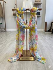 Summer bright floral tassel scarf