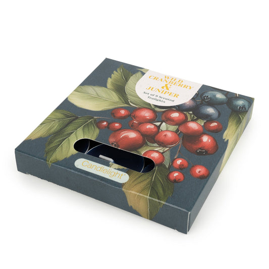 Candlelight Set of 9 Tea Lights Wild Cranberry and Juniper