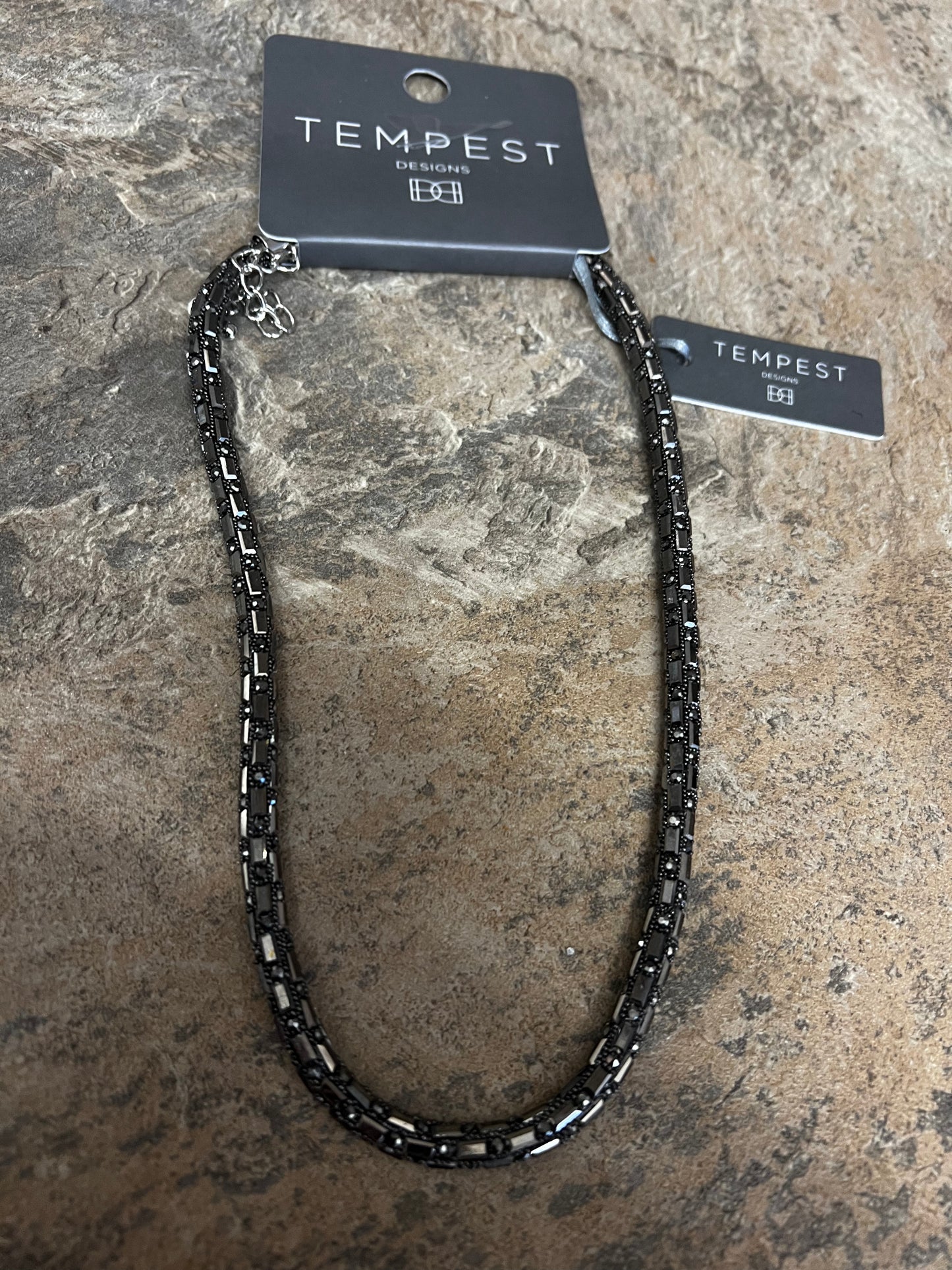 Sarah Tempest grey baguette necklace