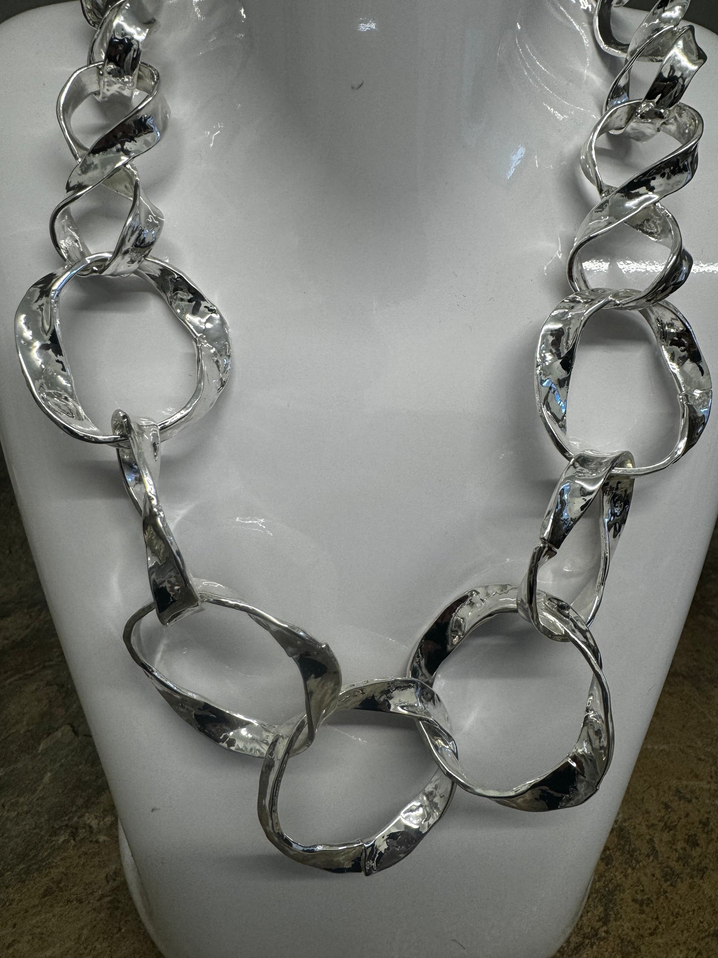 Chunky Silver Linked Necklace
