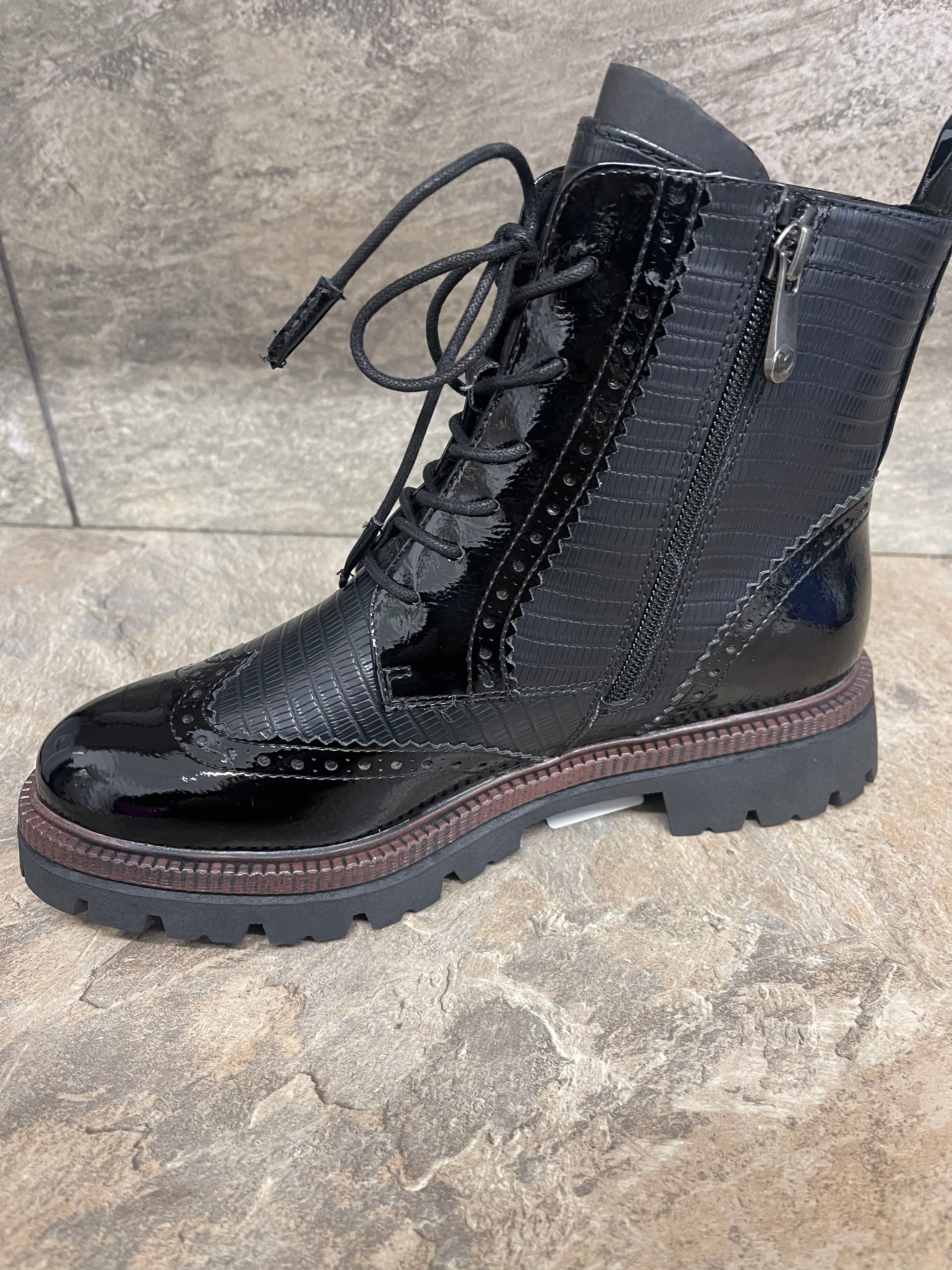 Marco tozzi online black patent boots
