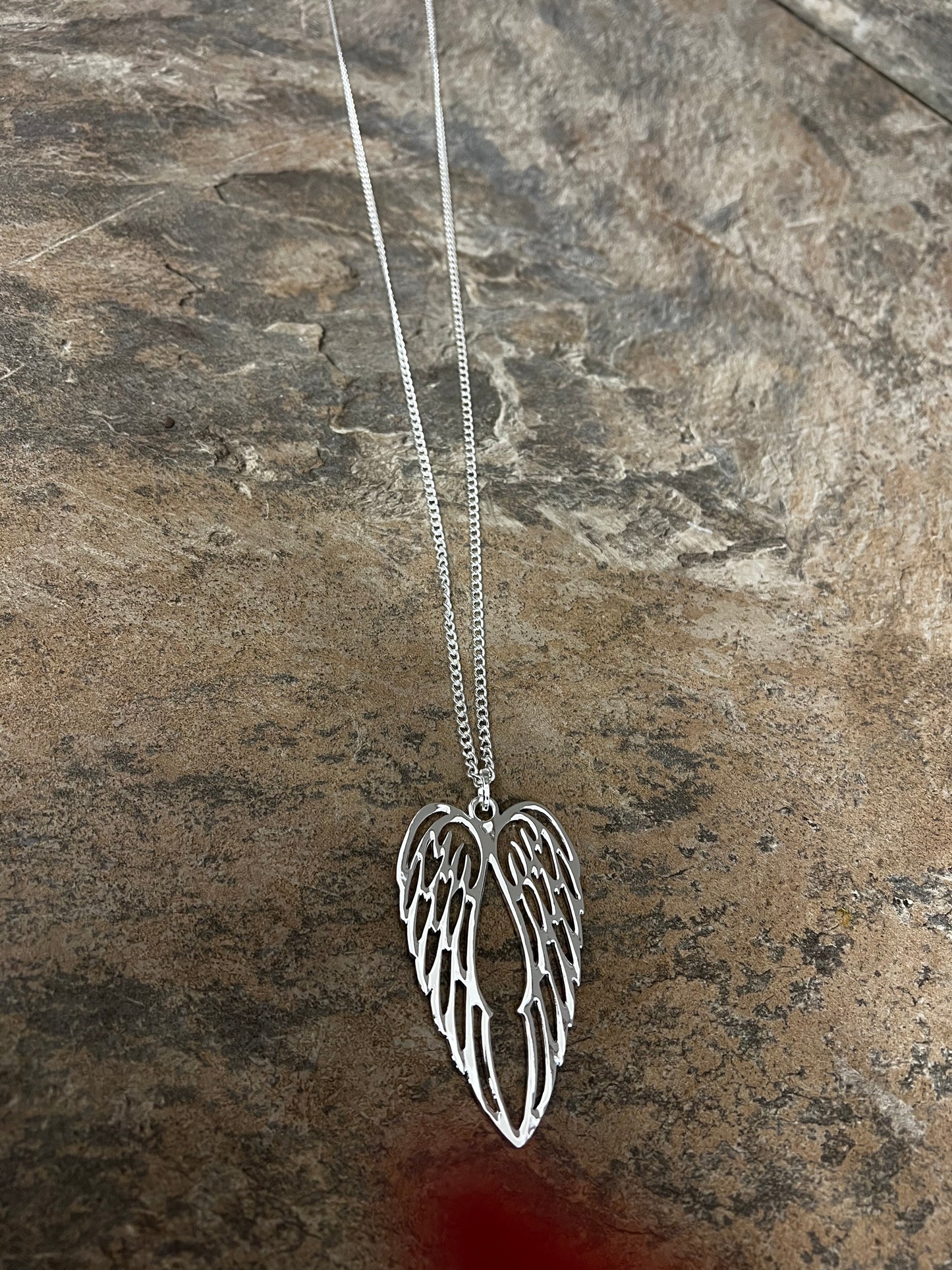 Silver angel wings necklace