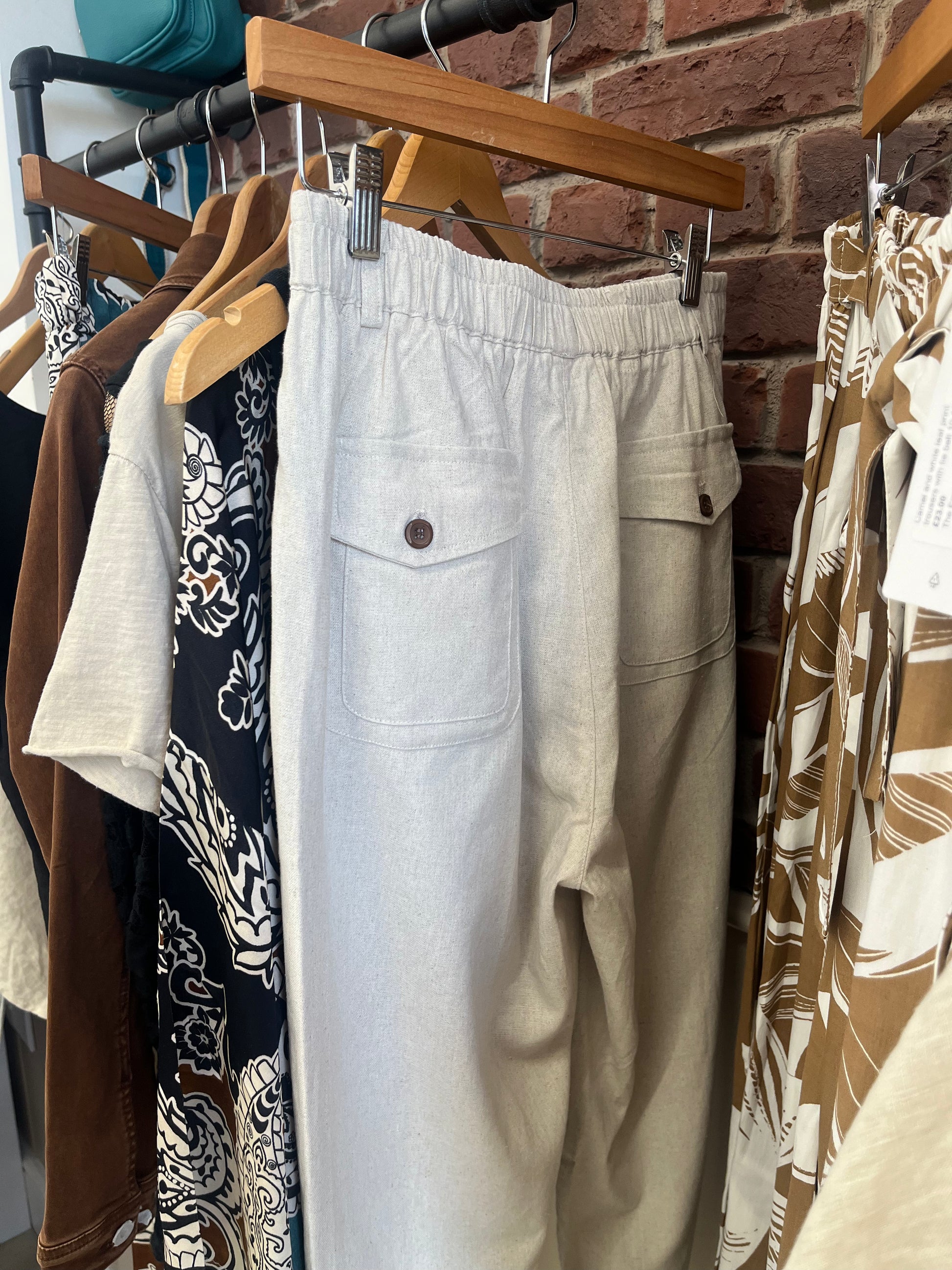 Saloos natural Capri linen mix trousers with pockets sizes 10 22 The Fashion Shop