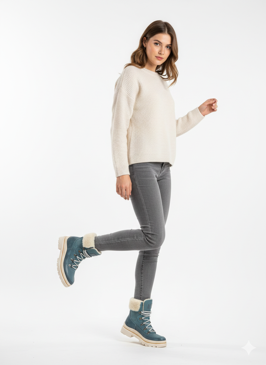 Lunar Evelyn mid blue waterproof boots sizes 4-8 (37-41)