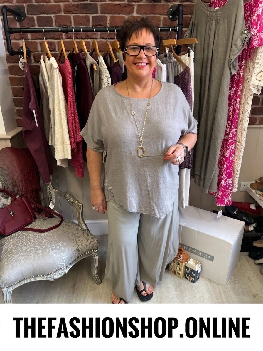 Monica mocha linen mix top 14-20
