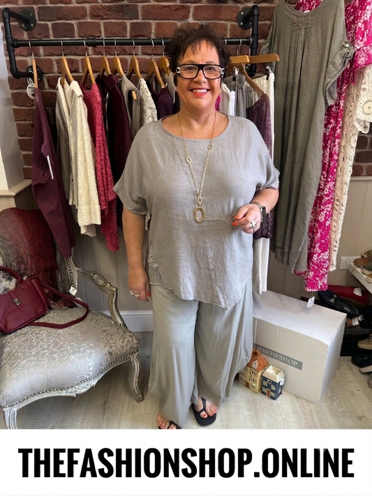 Monica mocha linen mix top 14-20
