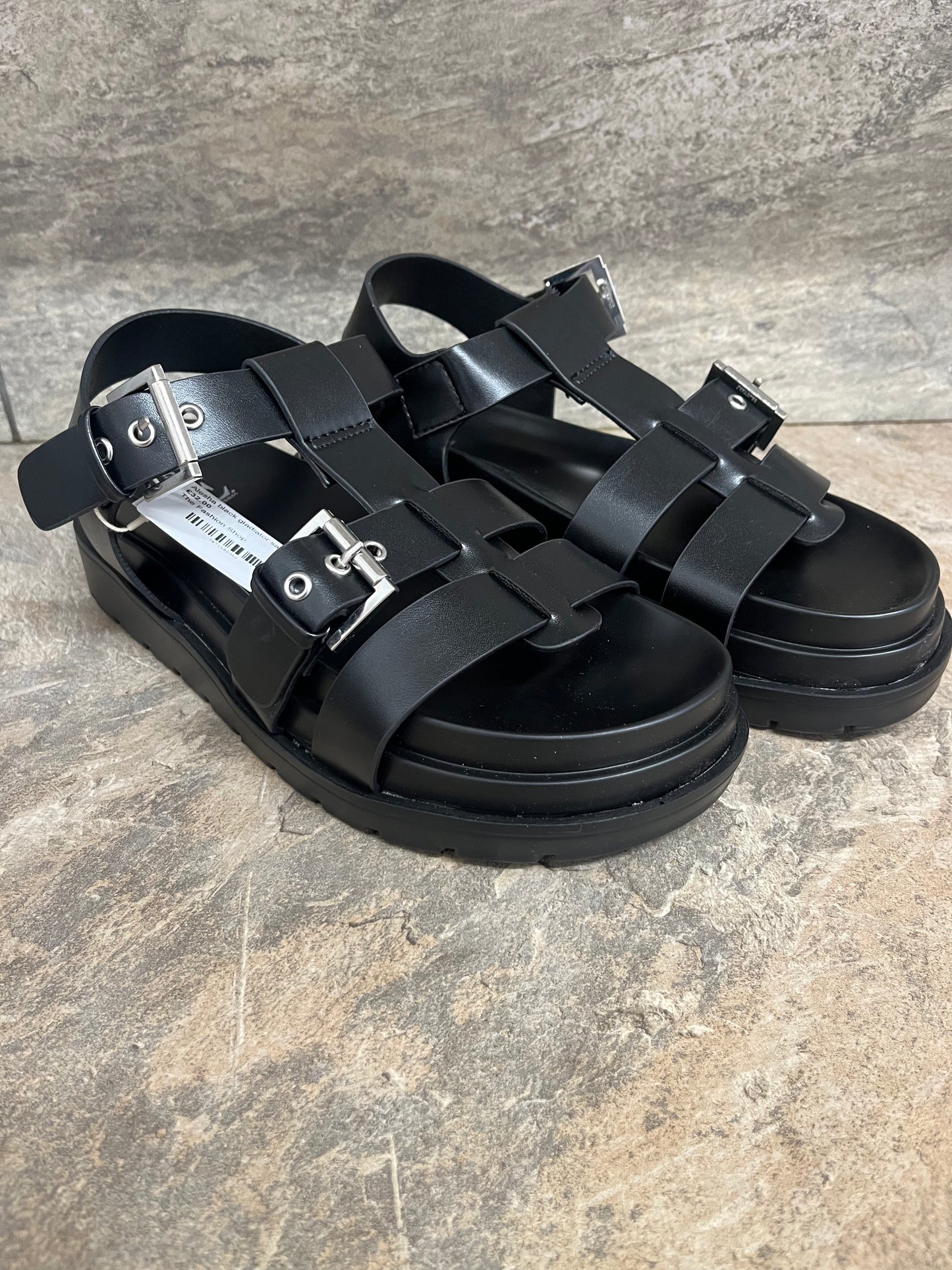 Alesha black gladiator sandals sizes 4-8