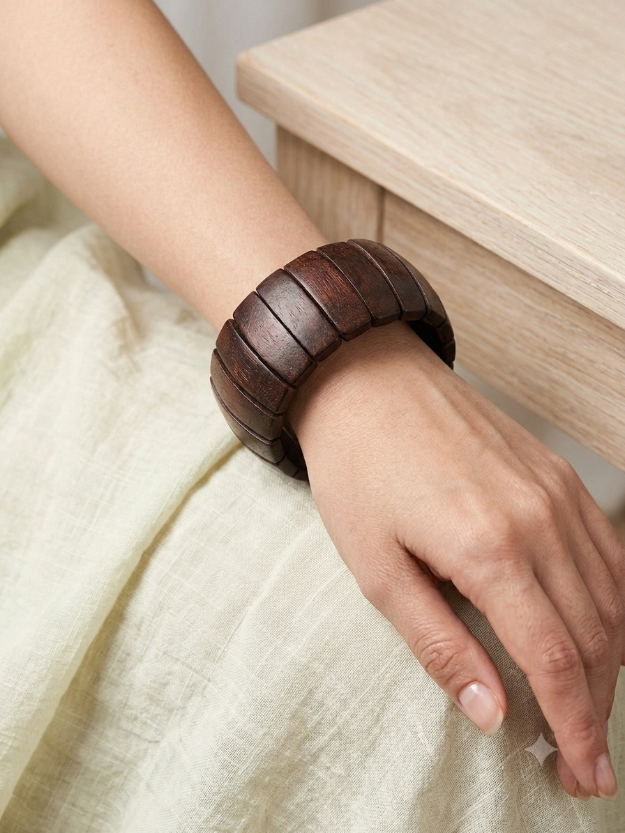 Sienna Curve  Wooden Elasticated Bracelet