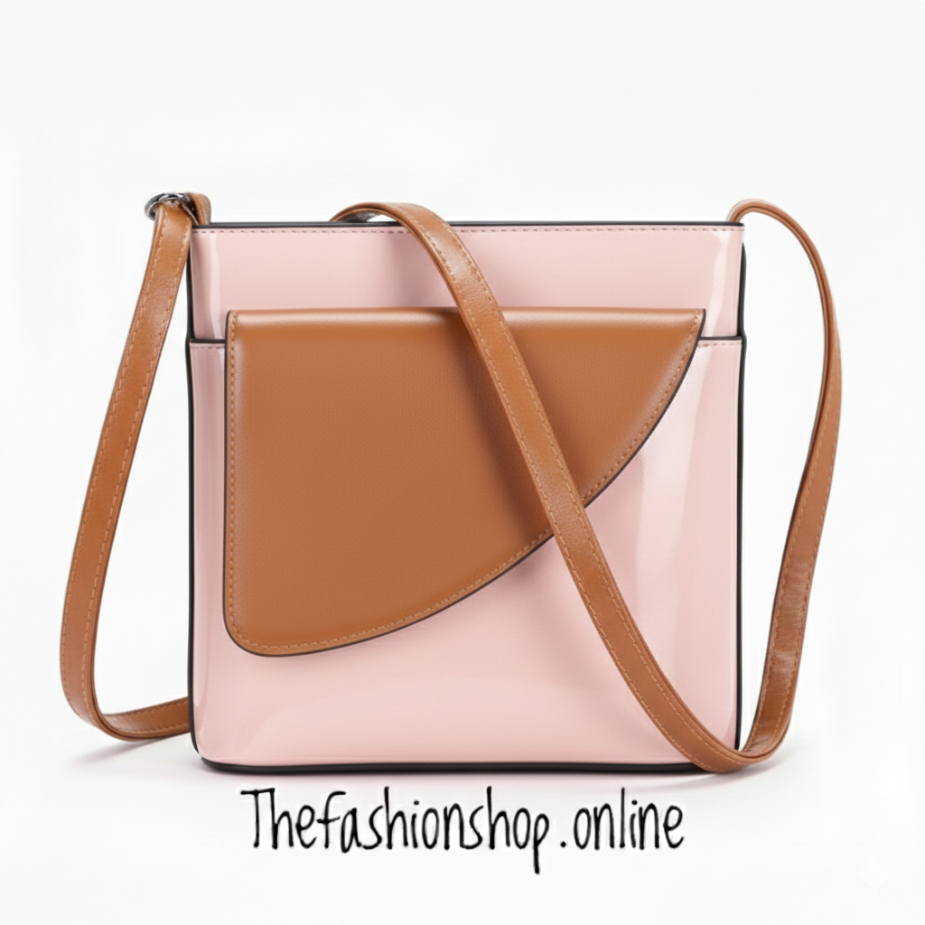 Ladies Binocular Cross Body Bag in Pink and Tan
