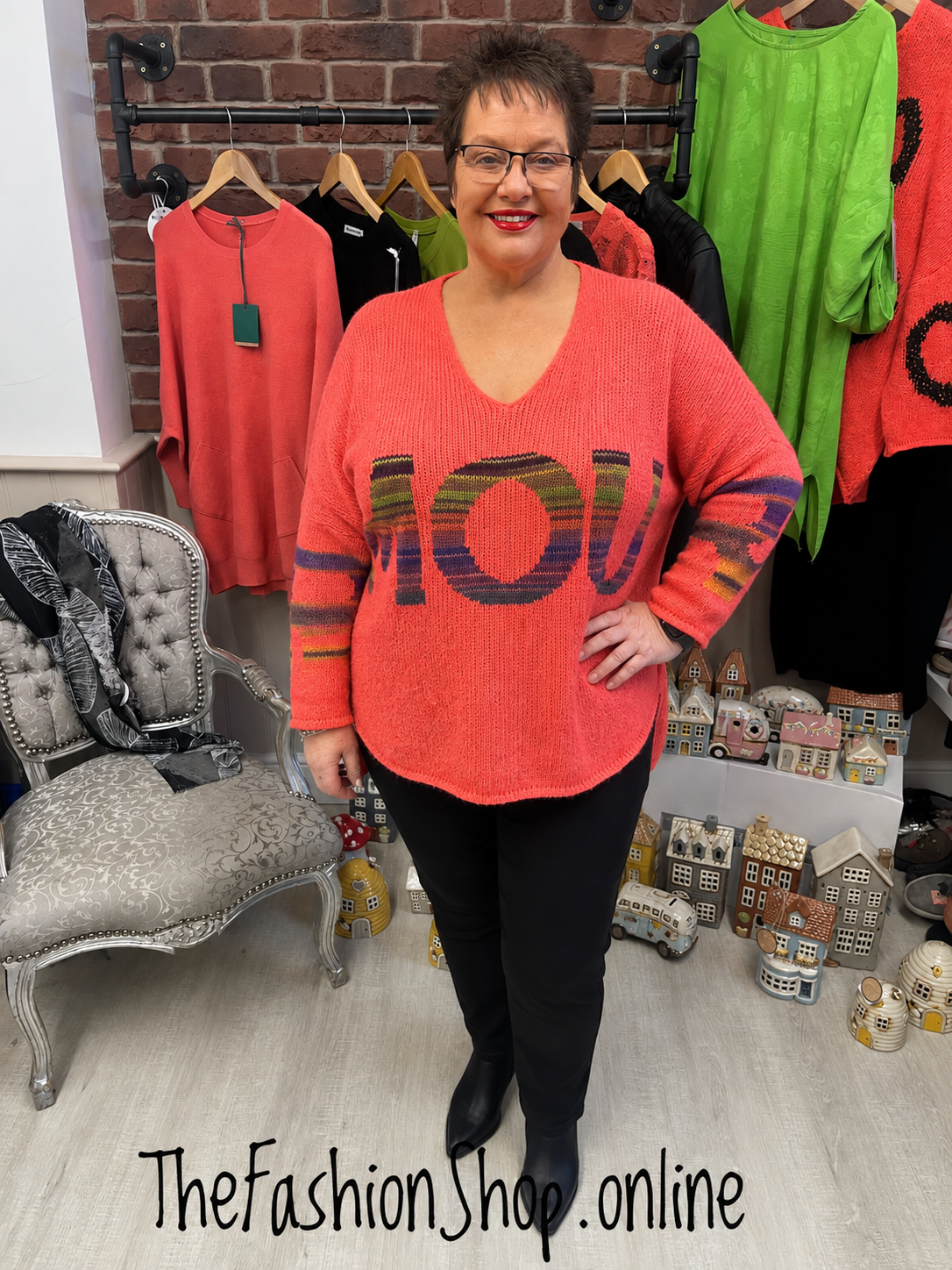 Phoebe coral Amour wool mix jumper 12-20