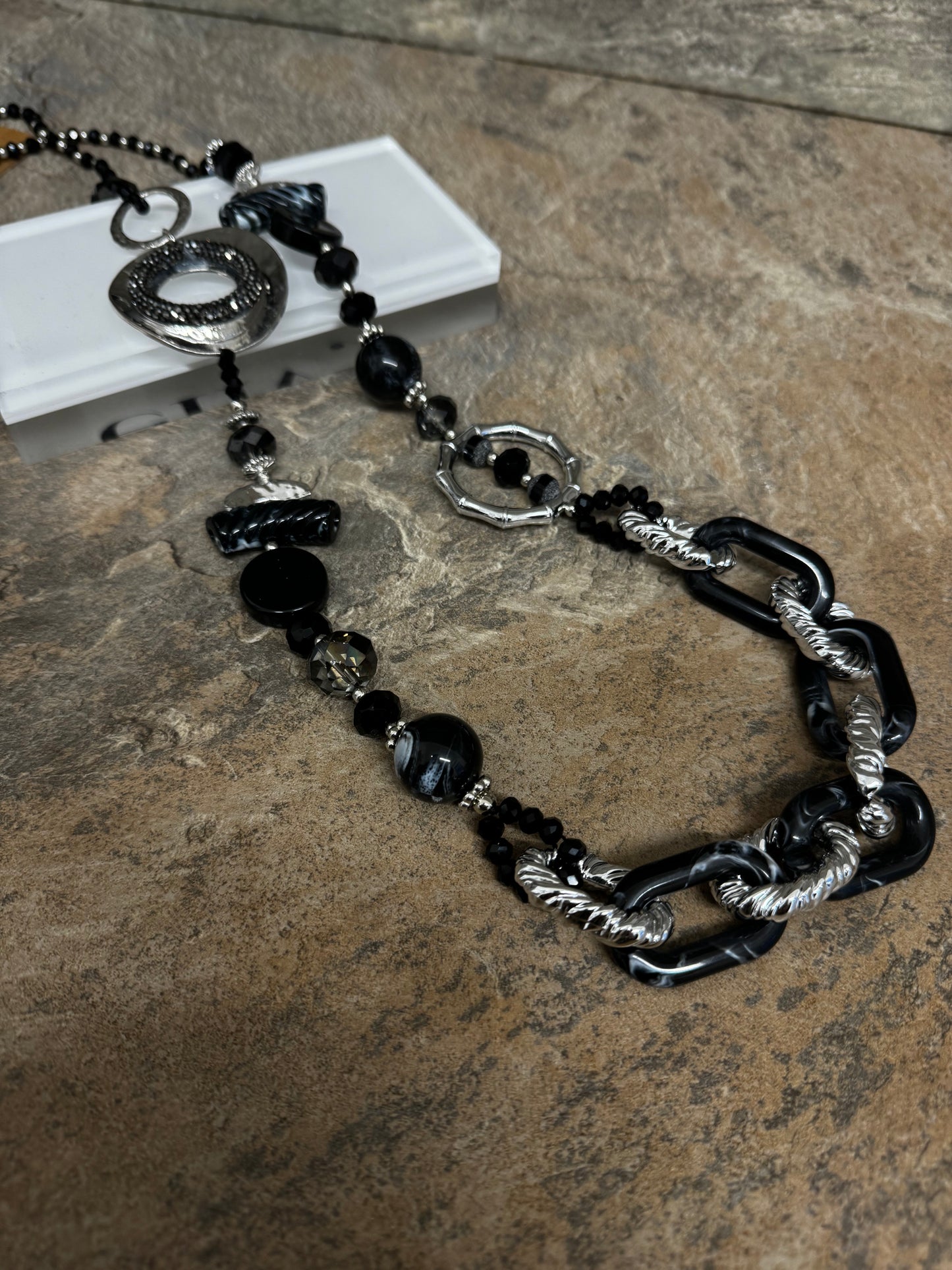 Black and silver chunky necklace