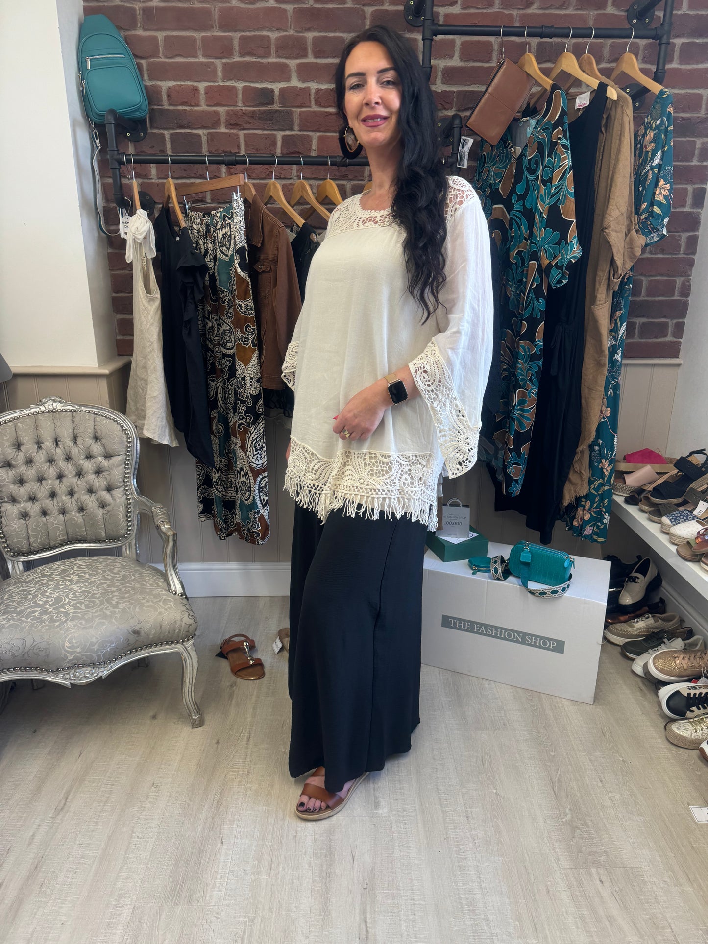 Beige lace detail tassel top 12-18
