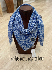 Navy and white paisley scarf