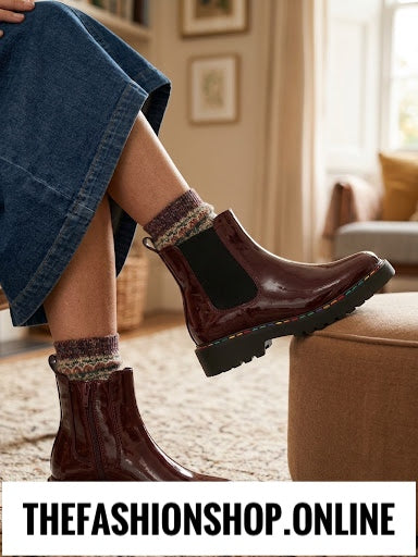 Remi wine patent boots 3-8 (36-41)