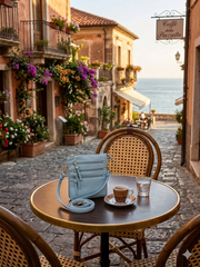 Maxine blue multi pocket messenger bag