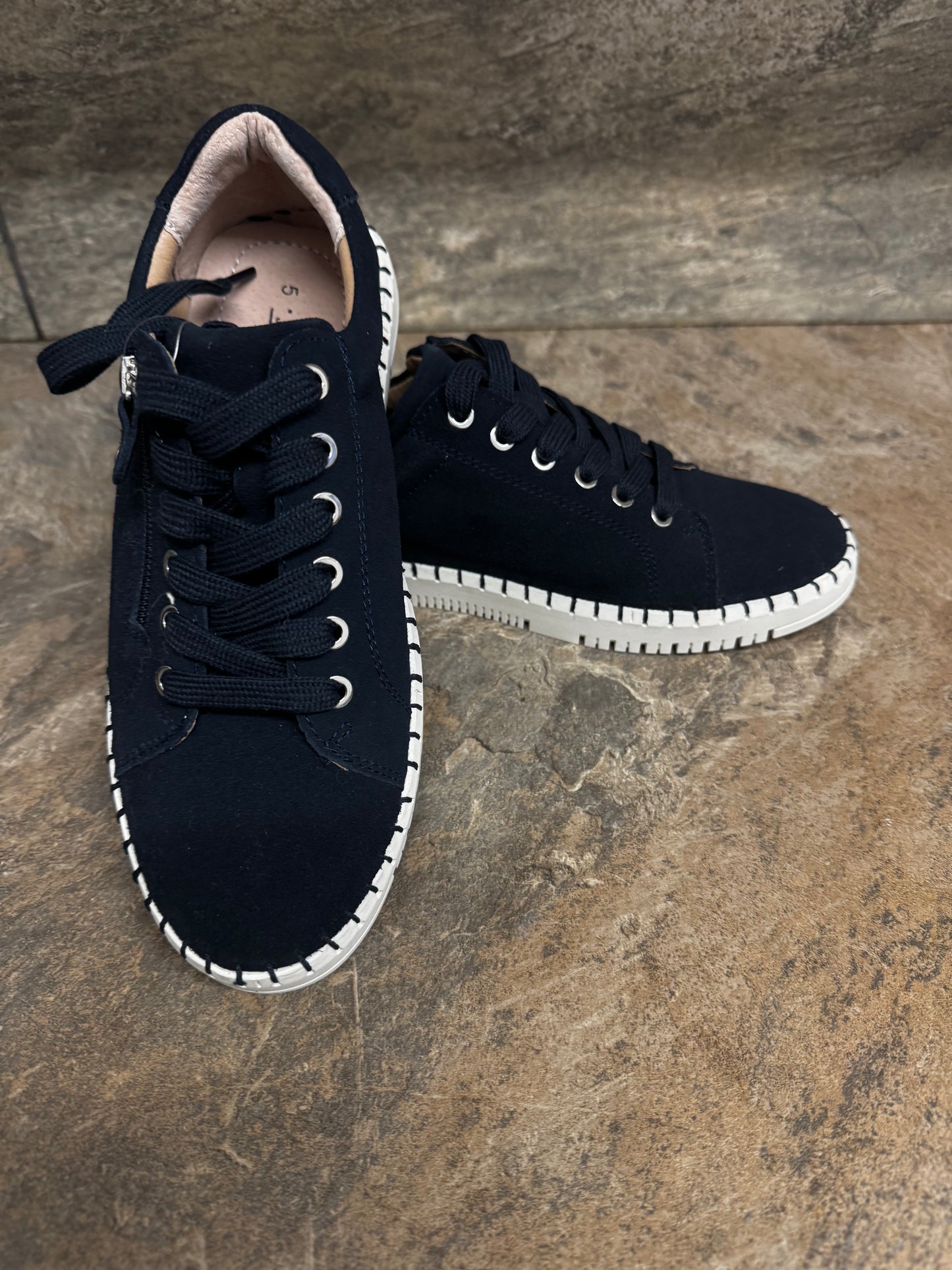 Jo & Joe Cadiz navy leather suede trainer sizes 4-8