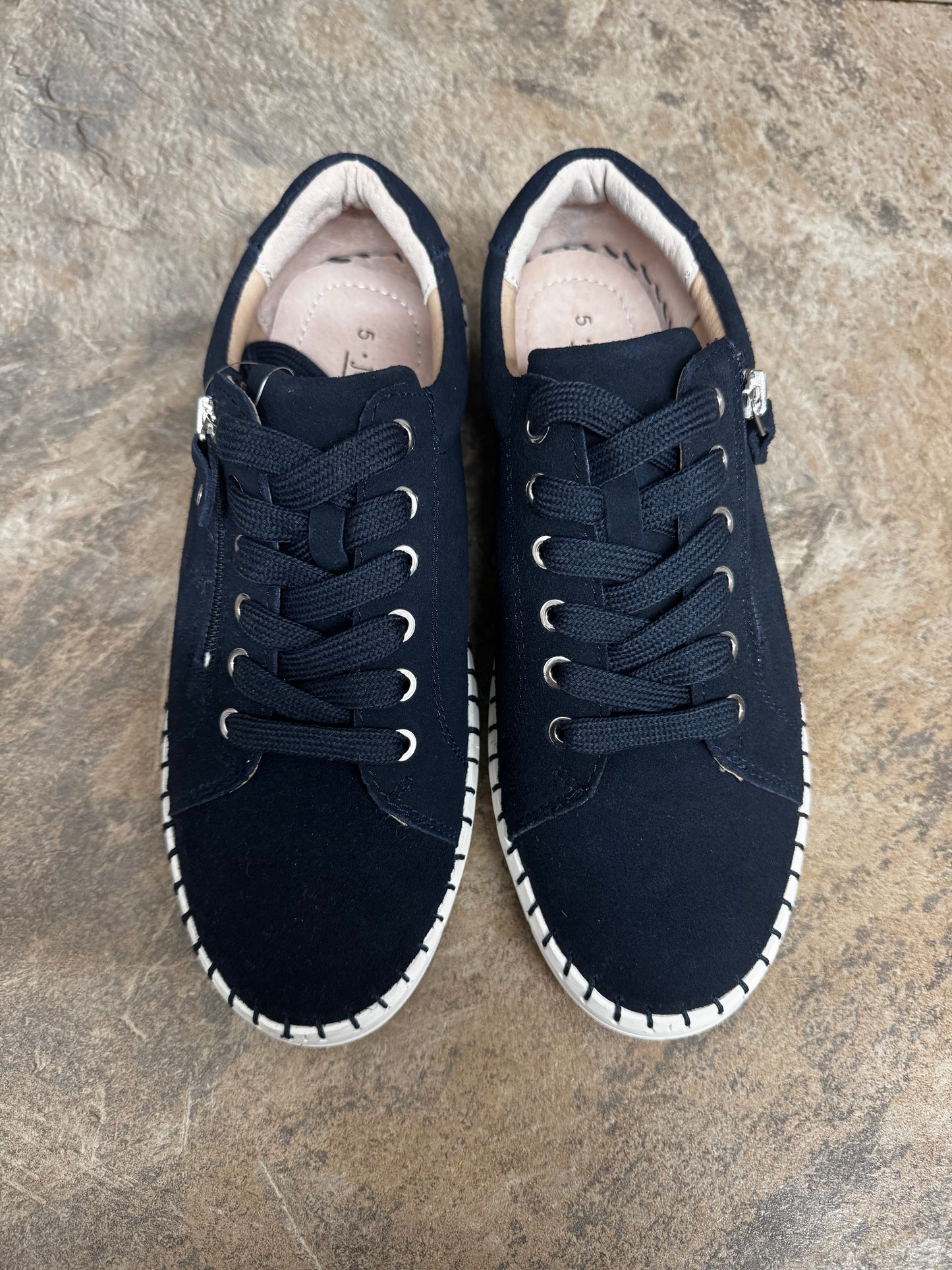 Jo & Joe Cadiz navy leather suede trainer sizes 4-8