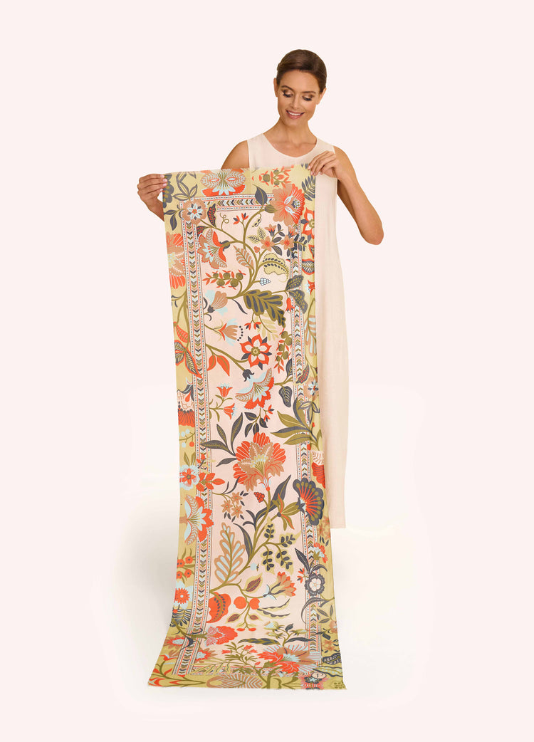 Powder Folky Floral Scarf Coconut
