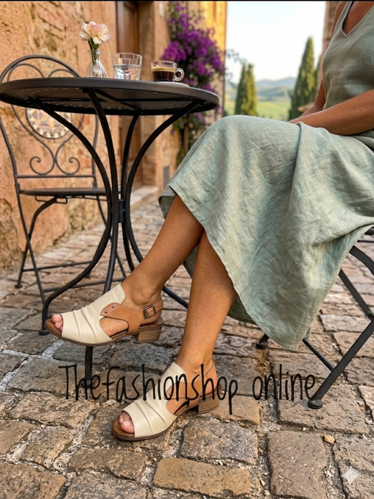Lunar Jaden beige and tan leather sandals sizes 4-8