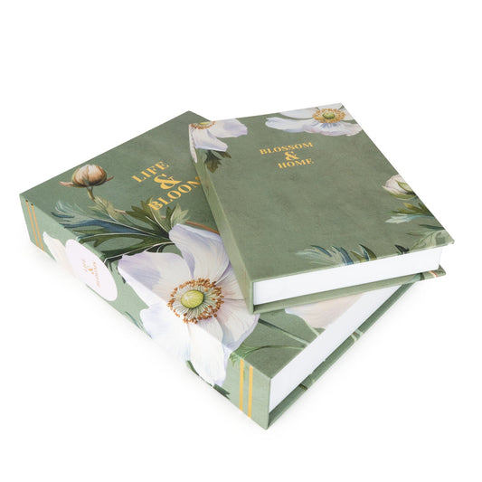Candlelight Set of 2 book boxes Florals White Poppy and Sage