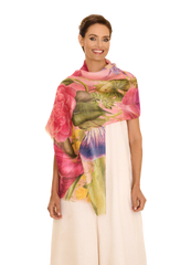 Powder Floral Study Scarf in cotton and linen Petal