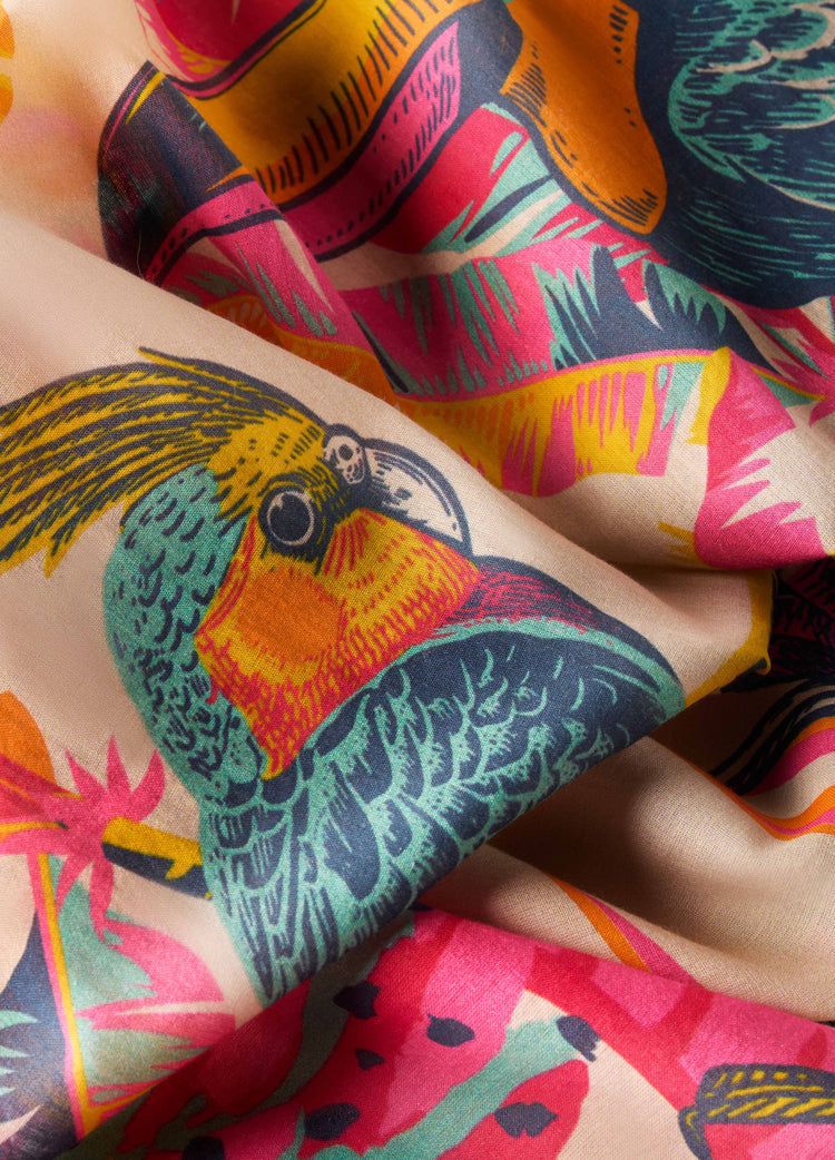Powder Tropical Paradise Cotton Scarf