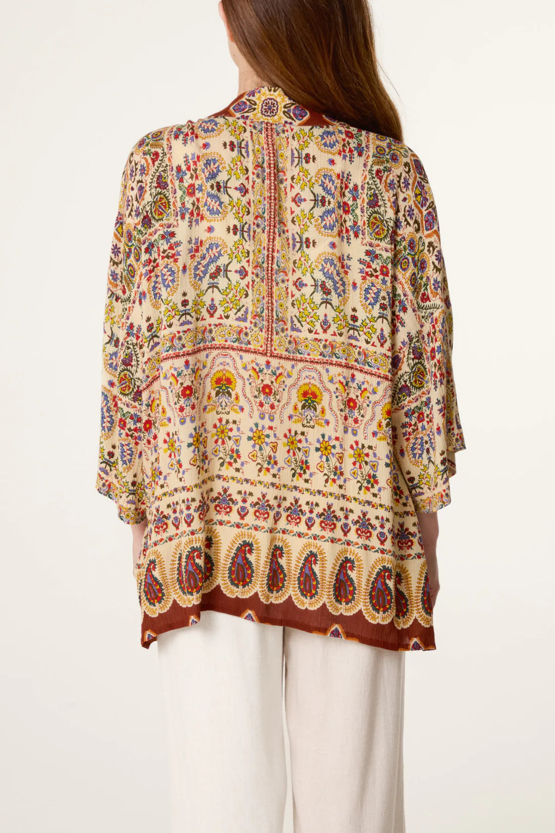 Celia brown paisley embellished kimono 8-20