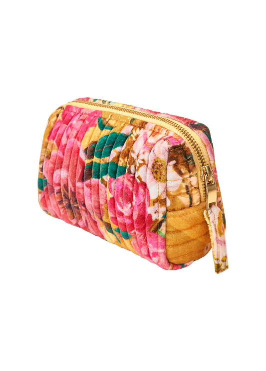 Powder Vanity Bag Impressionist Floral Mustard Cosmetic Bag