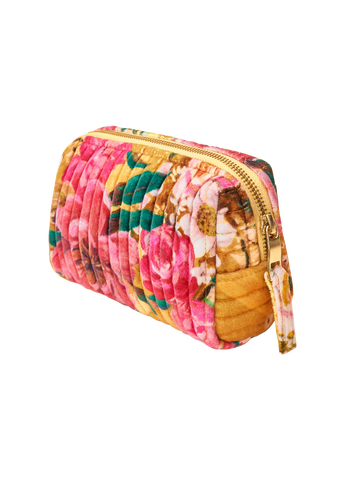 Powder Vanity Bag Impressionist Floral Mustard Cosmetic Bag