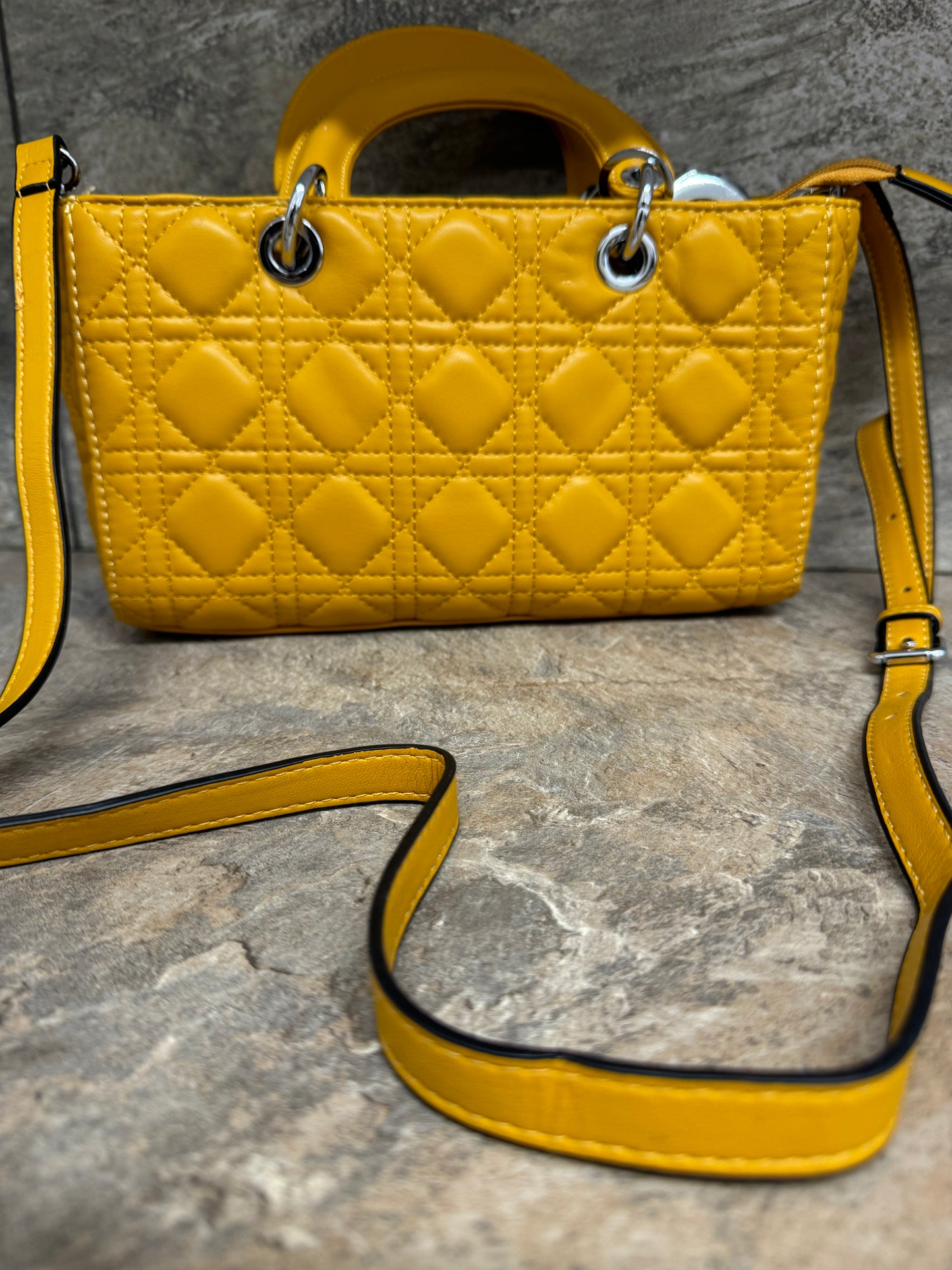 Mustard quilted oblong bag