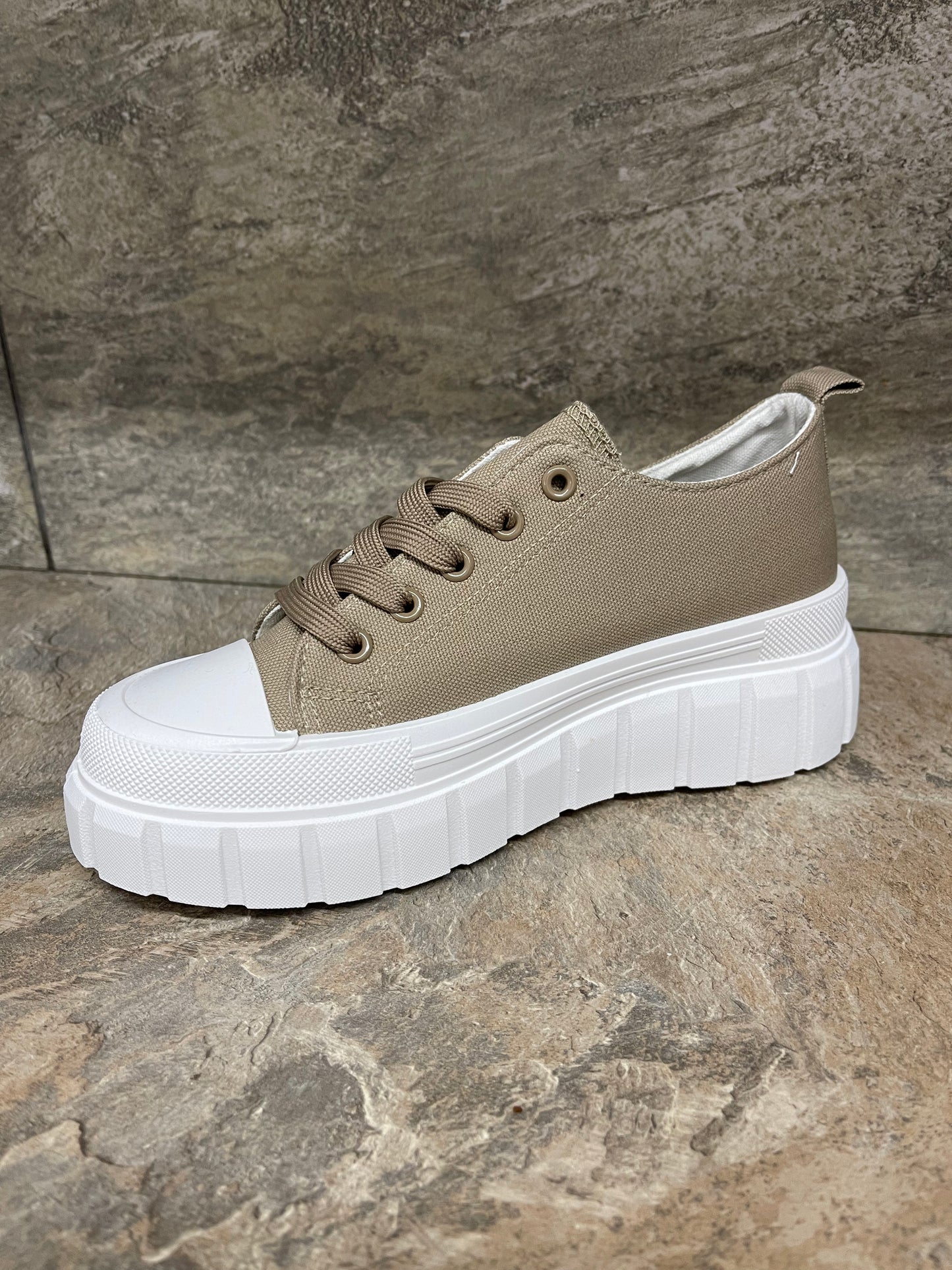 Taupe chunky platform sole trainer 4-8