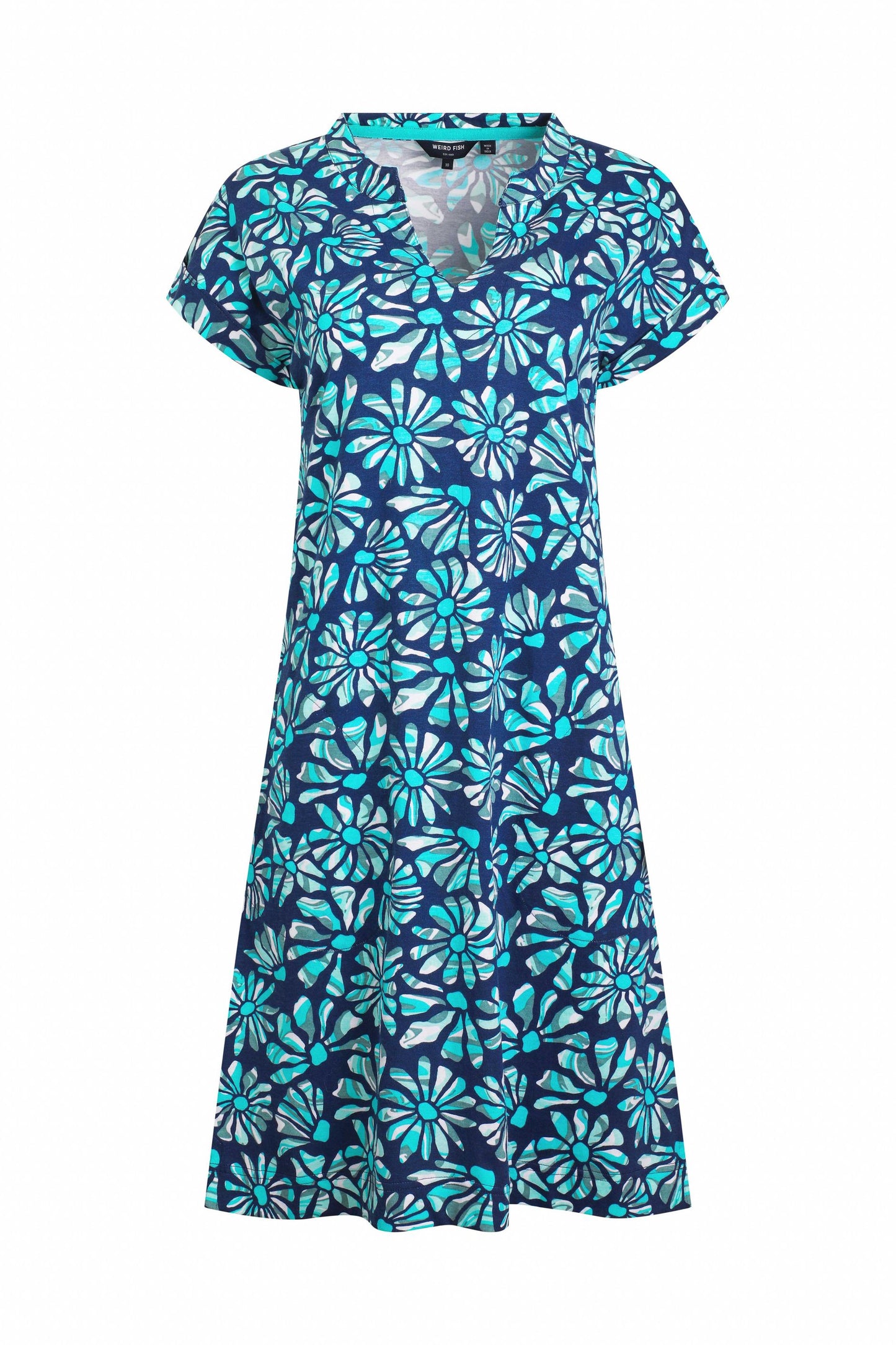 Weird Fish Suffolk's aquamarine organic jersey dress sizes 8-22