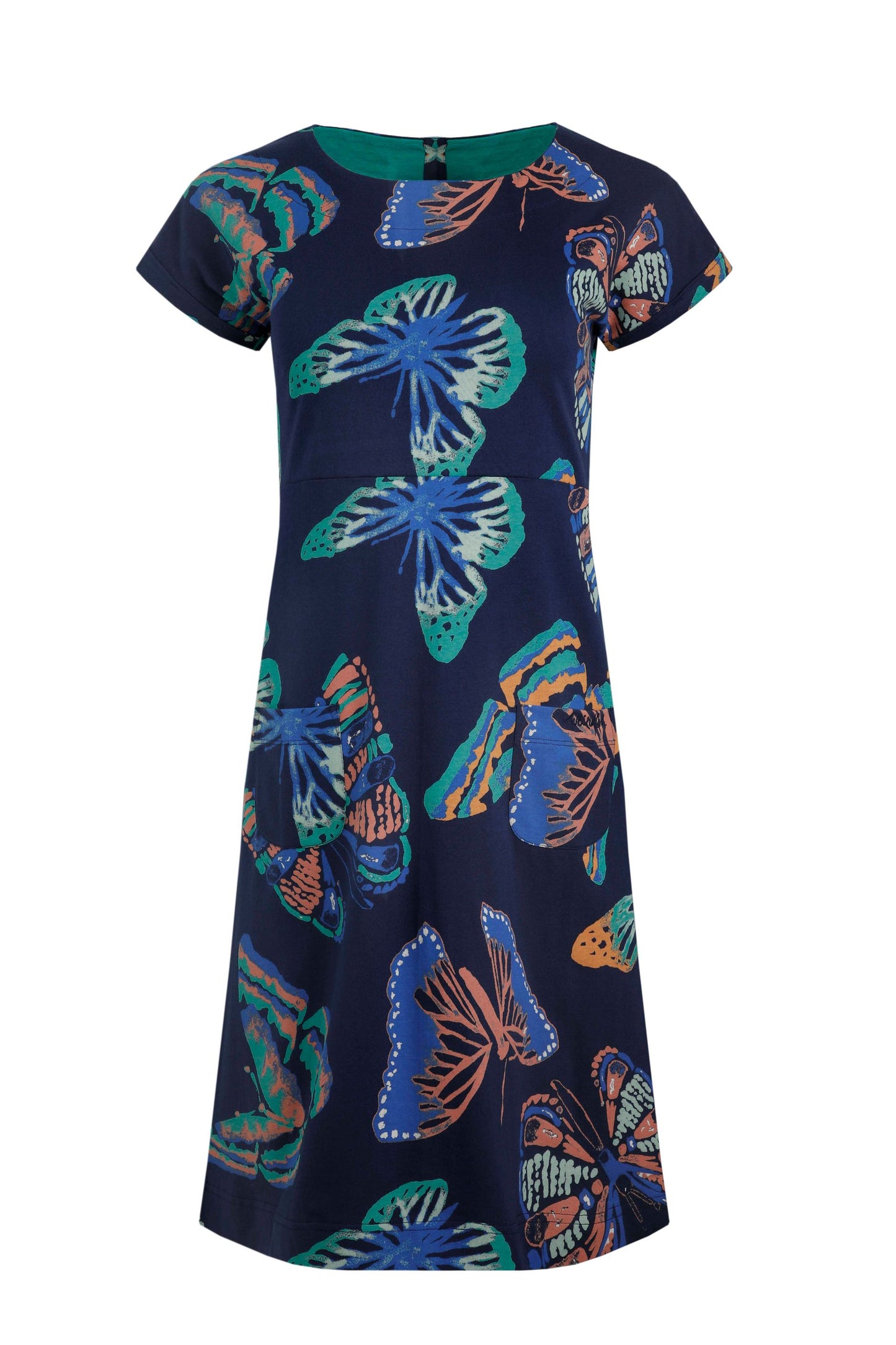 Weird Fish Tallahassee dark blue organic jersey dress sizes 8-22