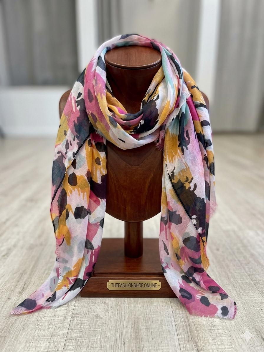 Zelly splashes hot pink scarf