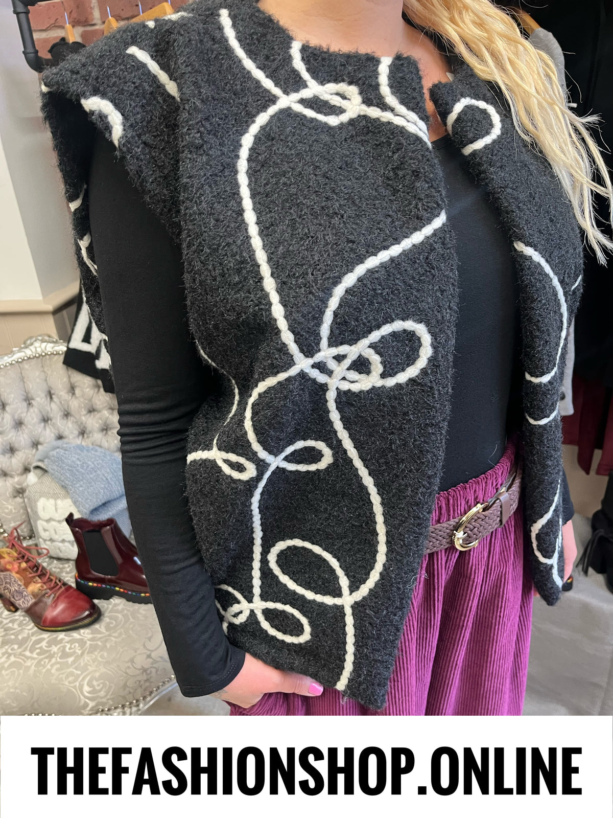 Piper swirl detail boucle waistcoat 8-16