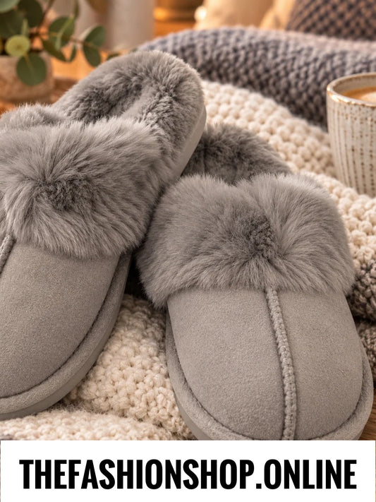 Lola grey faux fur slippers sizes 3-8 (36-41)