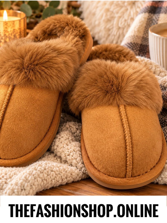 Lola camel faux fur slippers sizes 3-8 (36-41)