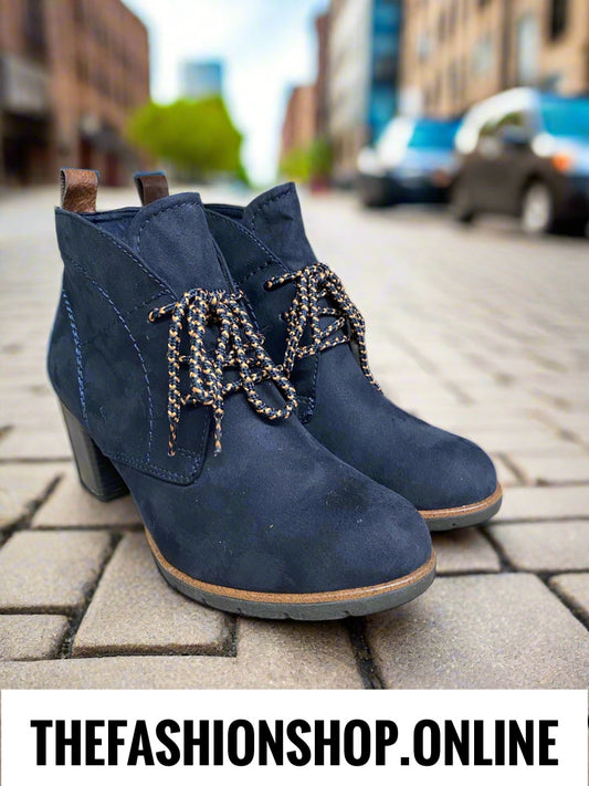Marco Tozzi navy heeled lace up boot sizes 4-9